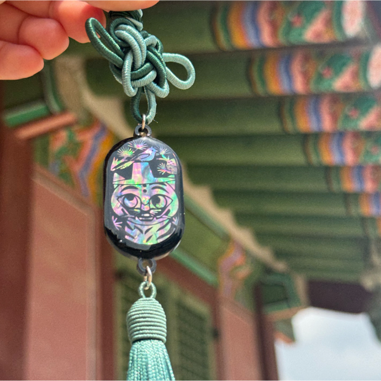 (Heemuse)Traditional Korean Norigae (Tiger and Magpie) -Jade