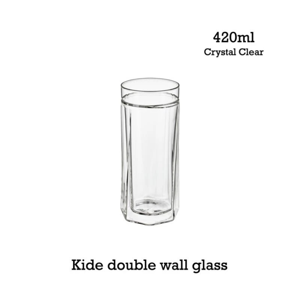 (Fiirn-Kide) Double Wall Glass 420ml- Crystal Clear