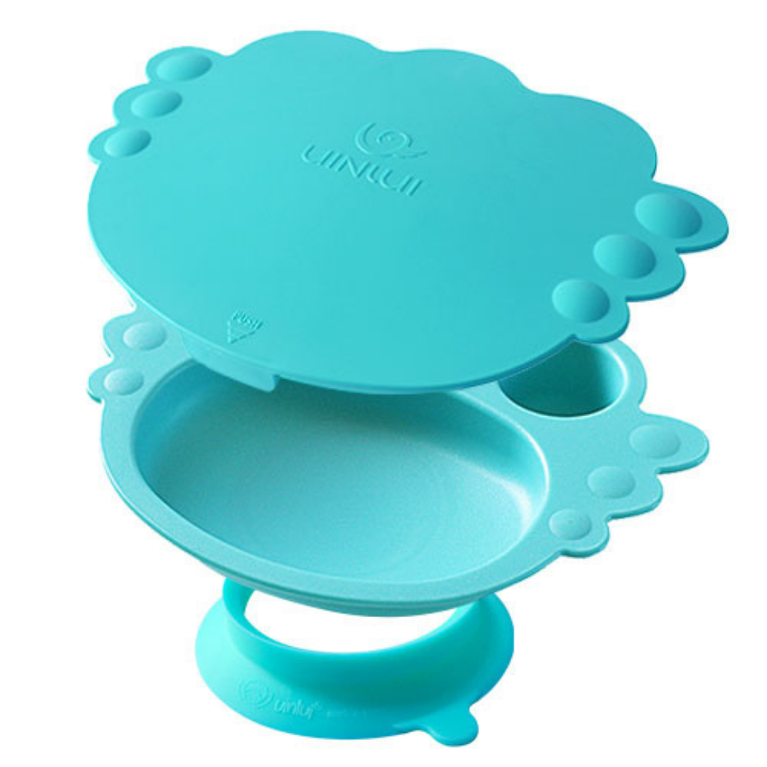 (Uinlui) Suction Angel Tray Set (Aqua Blue)