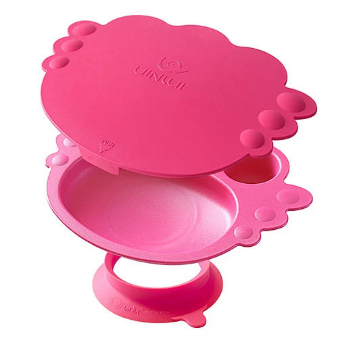 (Uinlui) Suction Angel Tray Set (Berry Pink)