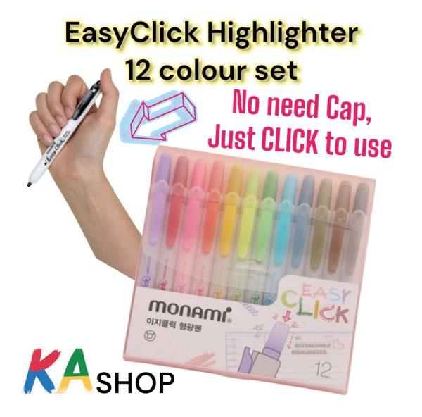 (Monami) EasyClick Highlighter Set -12 Colours