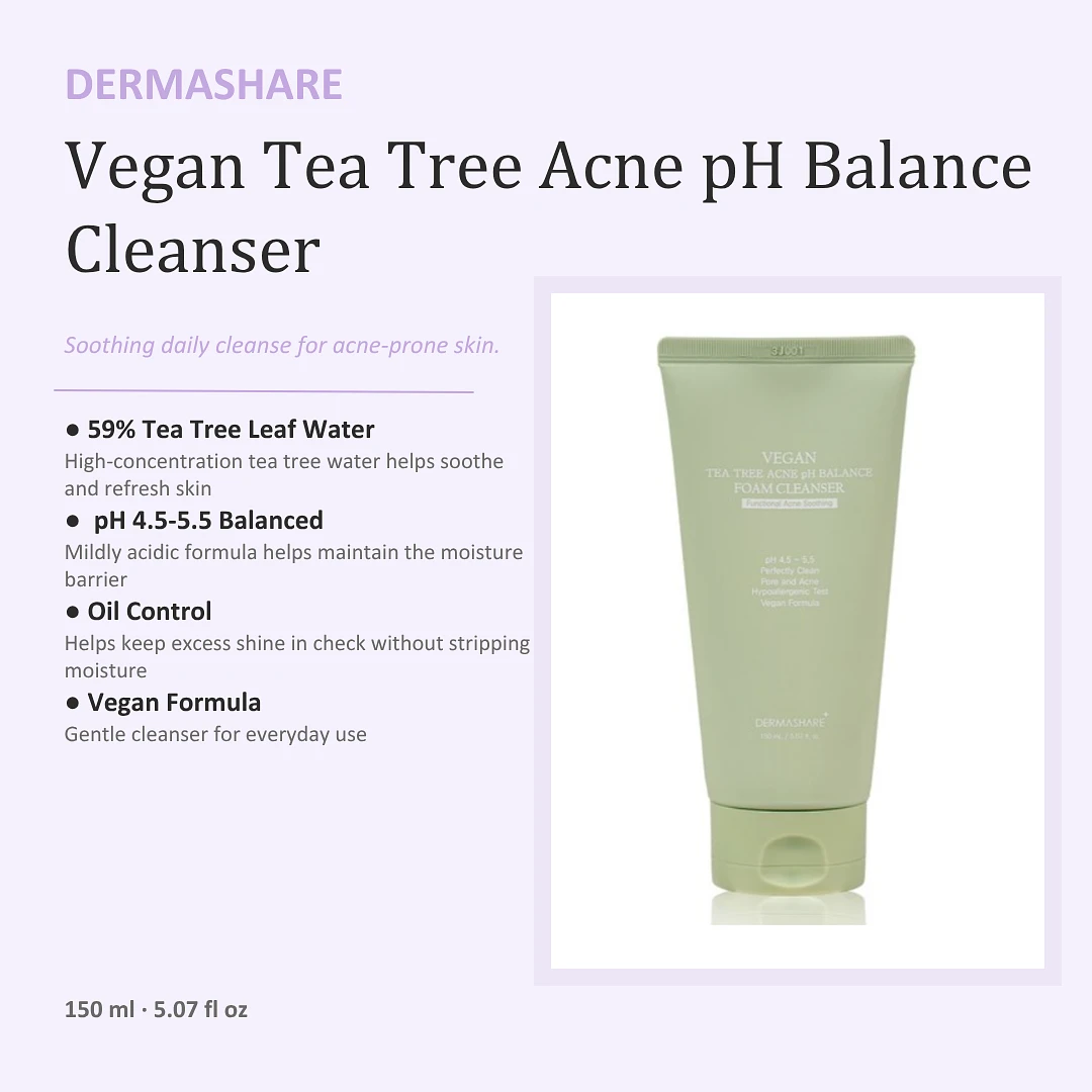 (DERMASHARE) Vegan Tea Tree Acne pH Balance Foam Cleanser 150ml
