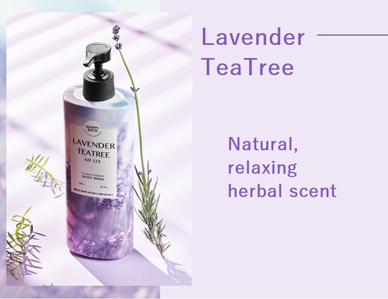 (Happy Bath) Flower Therapy Body Wash 760g (Lavender Teatree)