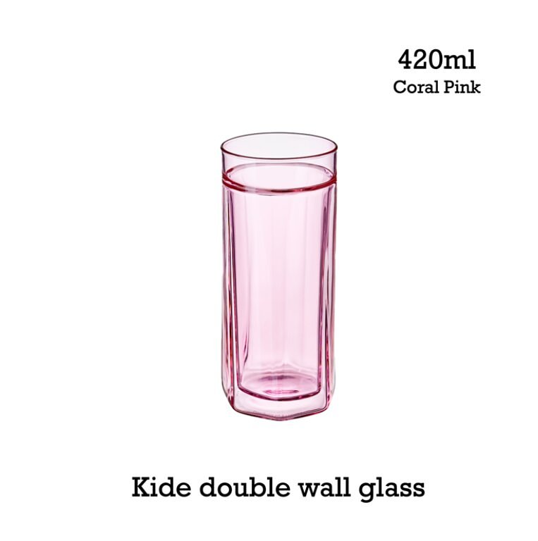 (Fiirn-Kide) Double Wall Glass 420ml - Coral Pink