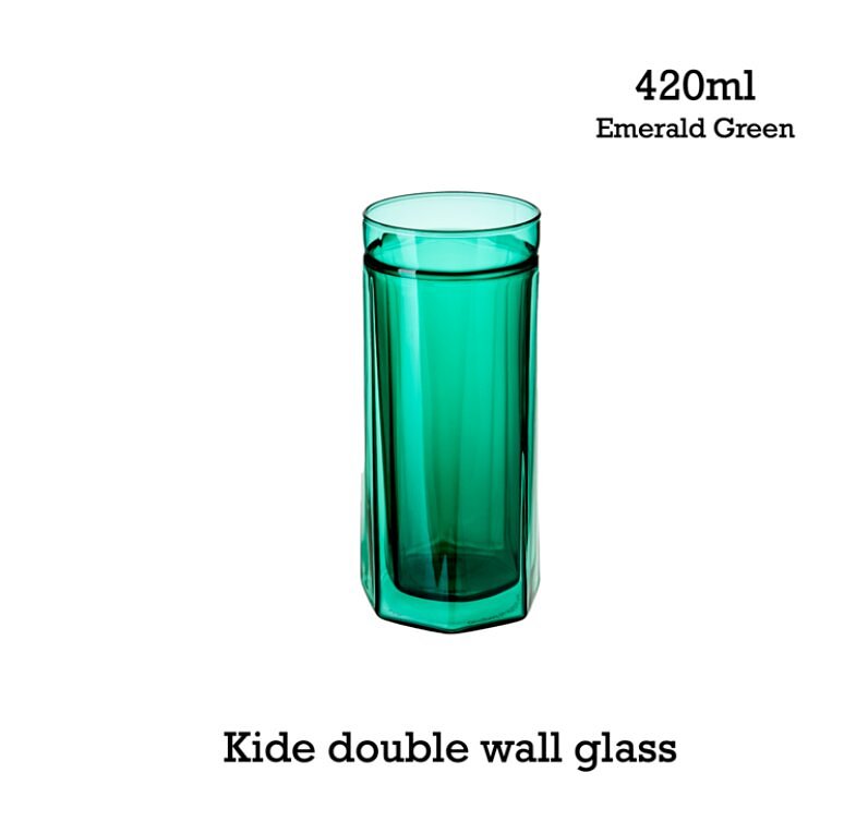 (Fiirn-Kide) Double Wall Glass 420ml - Emerald Green