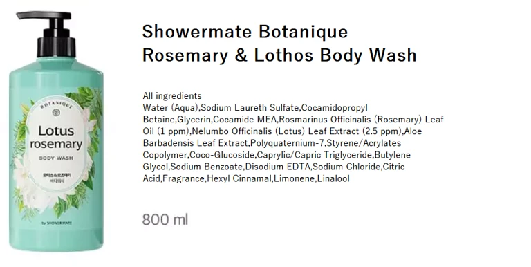 (Shower Mate) Botanique body wash 800ml (Lotus Rosemary)