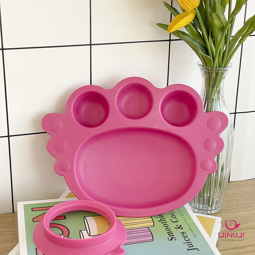 (Uinlui) Suction angel tray set (Berry pink)