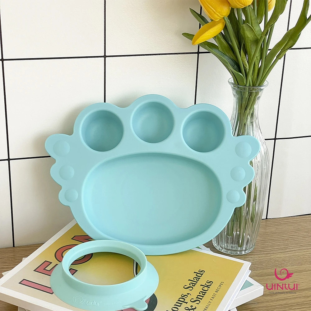 (Uinlui) Suction angel tray set (Aqua blue)