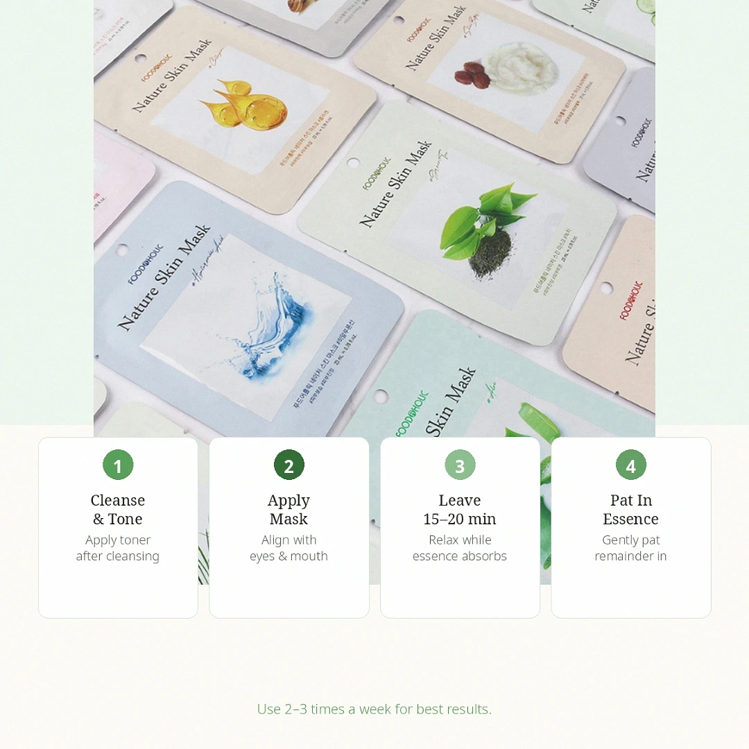 (Foodaholic) Nature Skin Mask (Each Type with 4 Sheets)