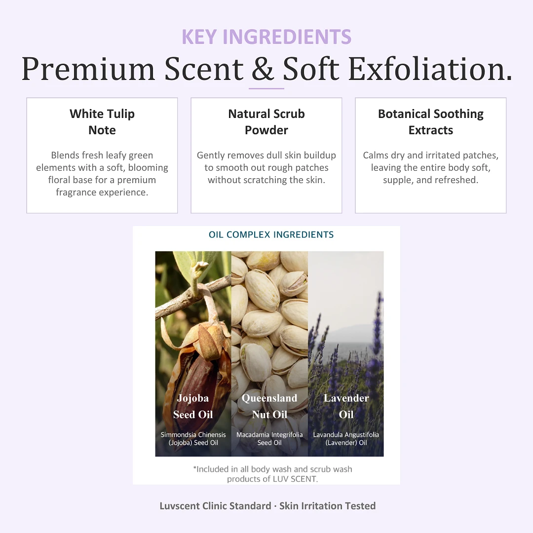 (LUVSCENT) Flower Market White Tulip Scrub Body Wash 500ml