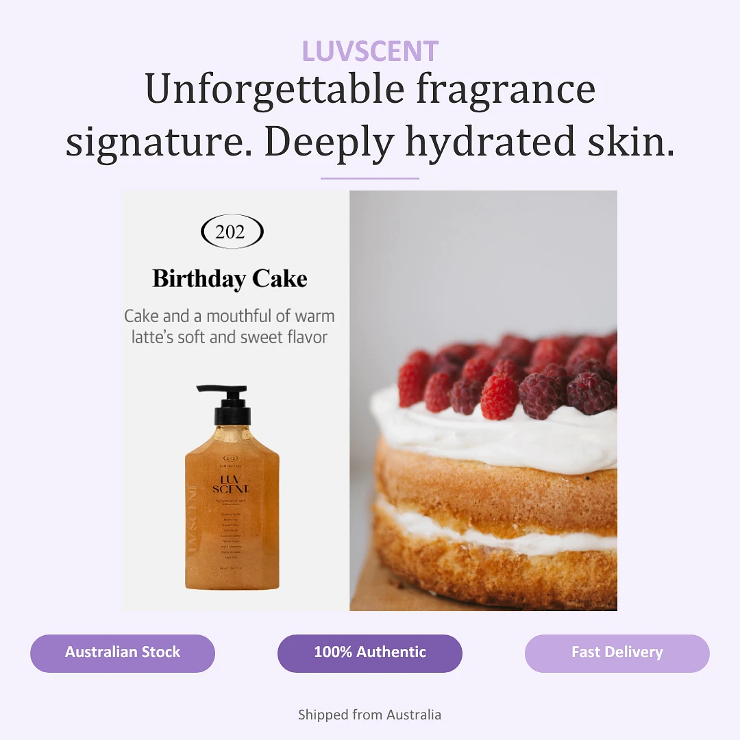  (LUVSCENT) Birthday Cake Raspberry Vanilla Scrub Body Wash 500ml