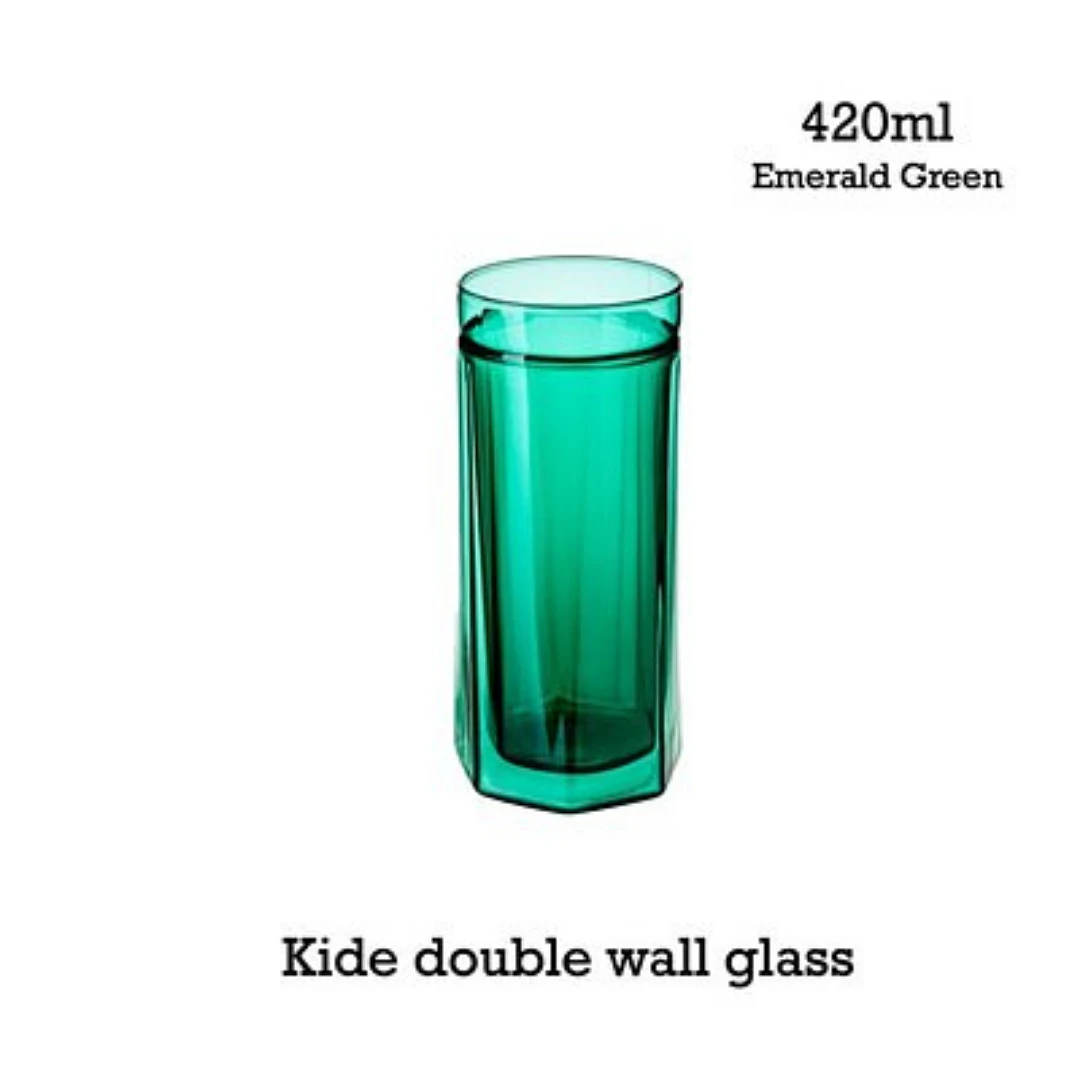(Fiirn-Kide) Double Wall Glass 420ml - Emerald Green