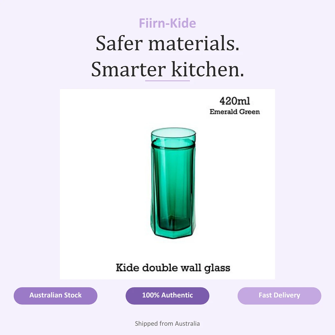 (Fiirn-Kide) Double Wall Glass 420ml - Emerald Green