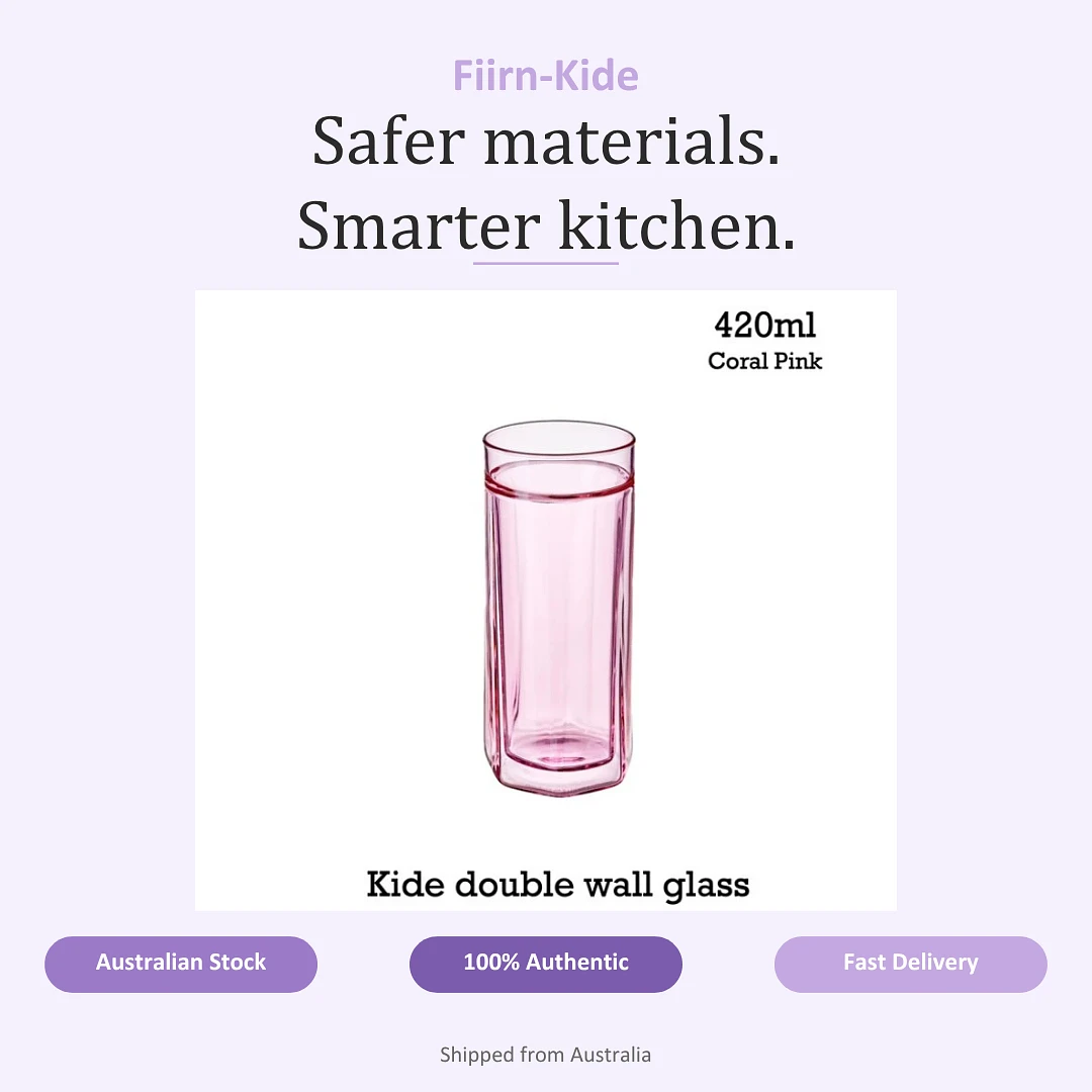 (Fiirn-Kide) Double Wall Glass 420ml - Coral Pink