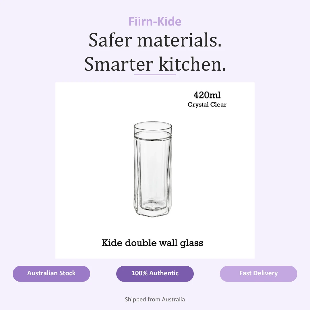 (Fiirn-Kide) Double Wall Glass 420ml- Crystal Clear
