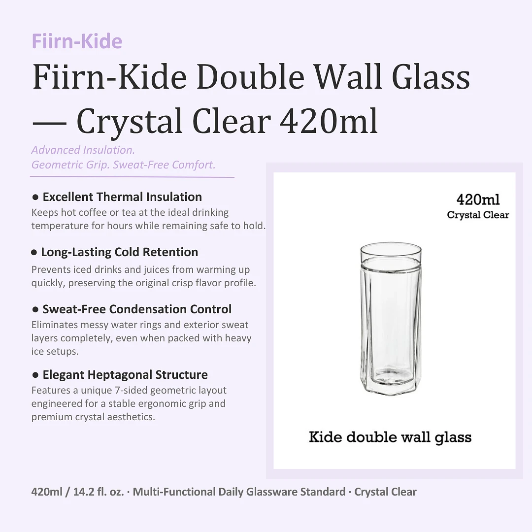 (Fiirn-Kide) Double Wall Glass 420ml- Crystal Clear
