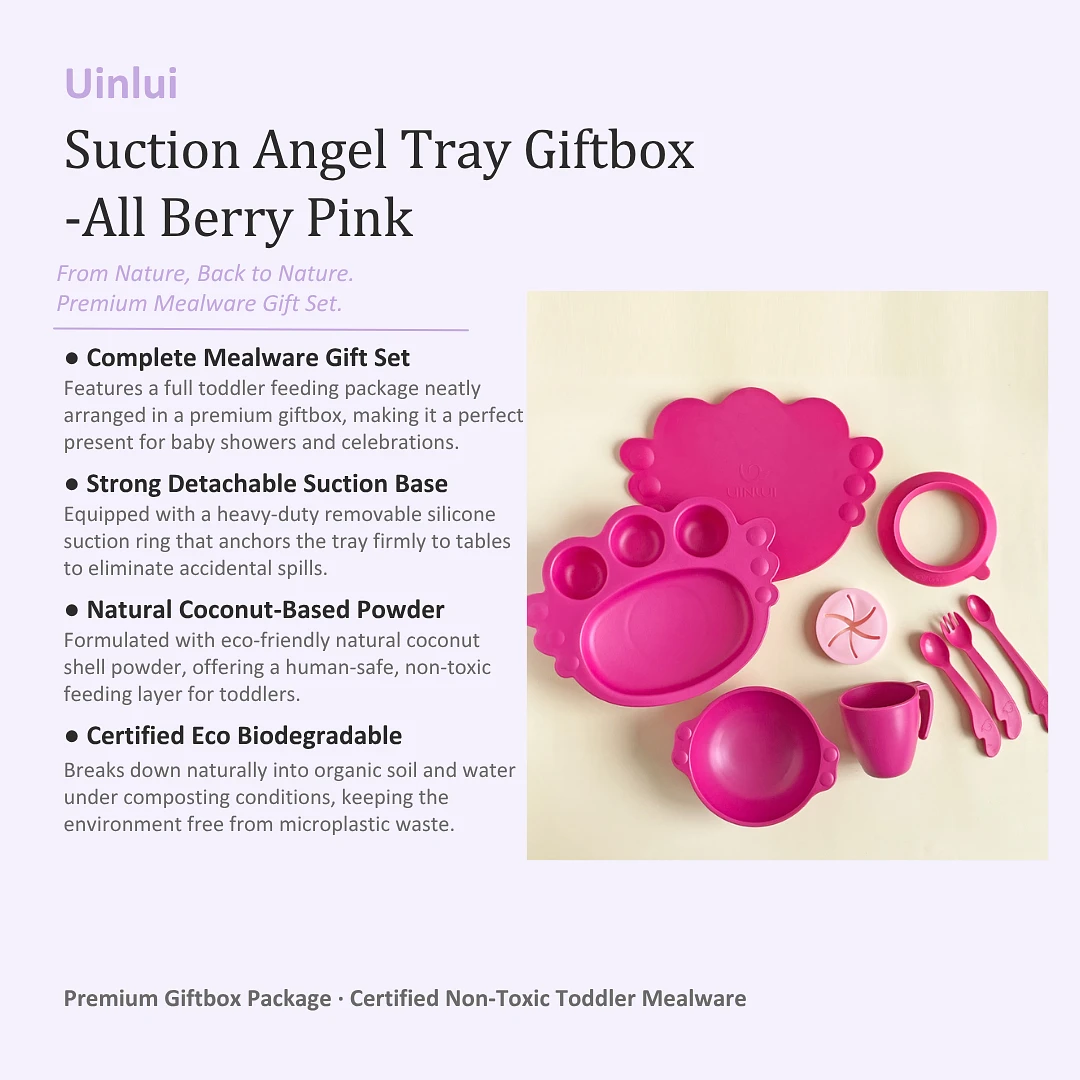 (Uinlui) Suction Angel Tray Giftbox - All Berry Pink