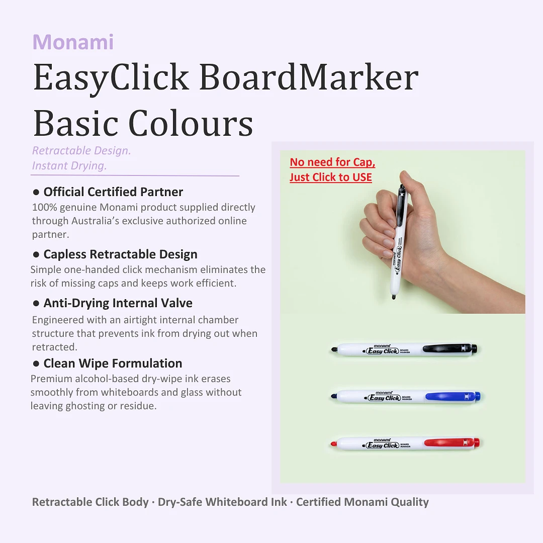 (Monami) EasyClick Board Marker Basic Colour