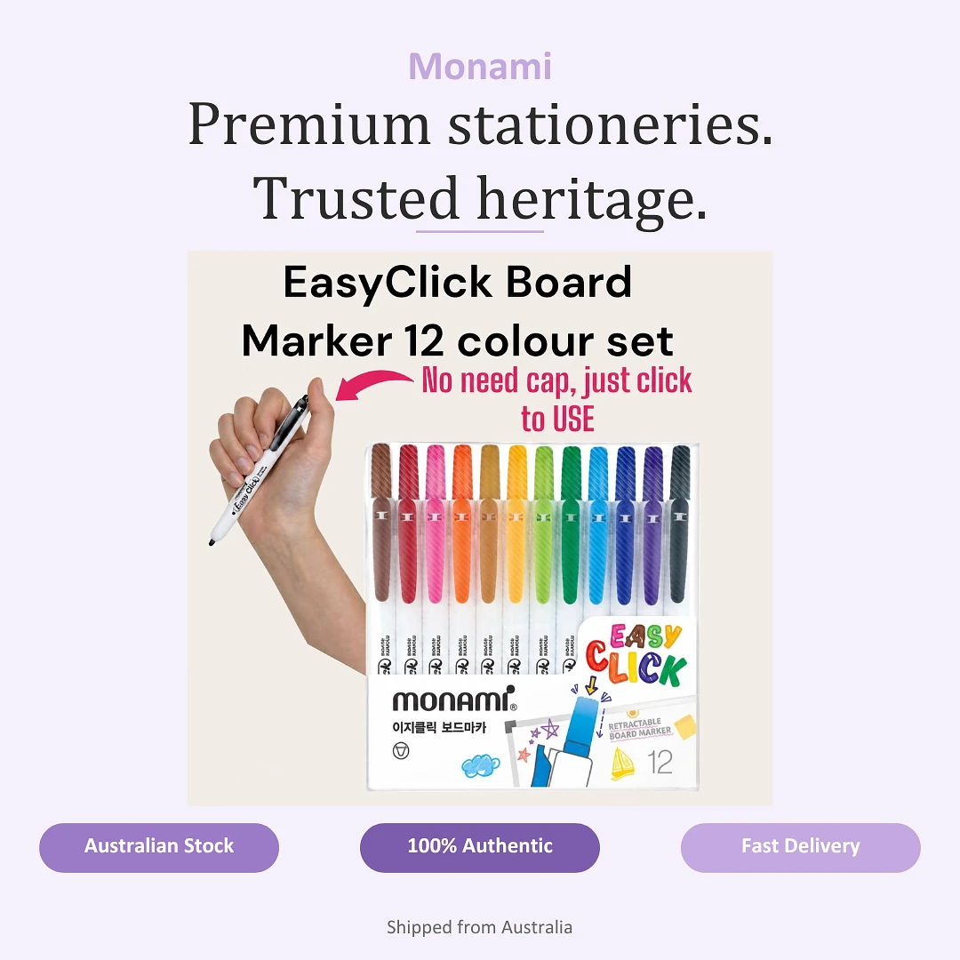 (Monami) EasyClick Board Marker Set -12 Colours