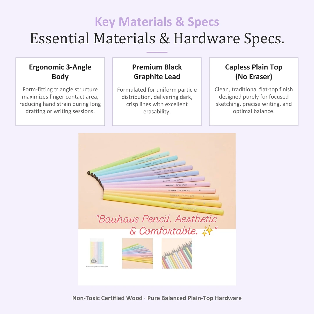 (Bauhaus) Pastel Triangle Pencil Set(12pcs)