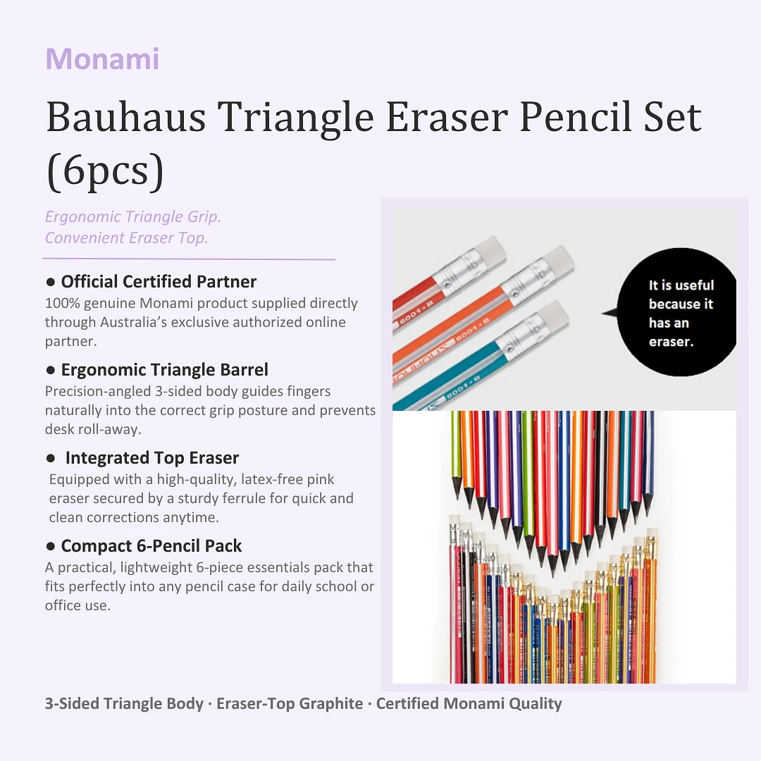 (Bauhaus) Triangle Eraser Pencil Set(6pcs)