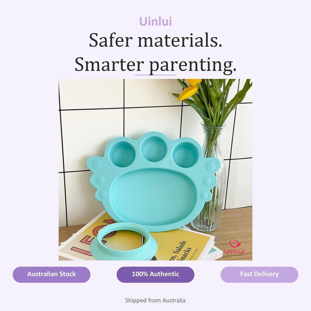 (Uinlui) Suction Angel Tray Set (Aqua Blue)
