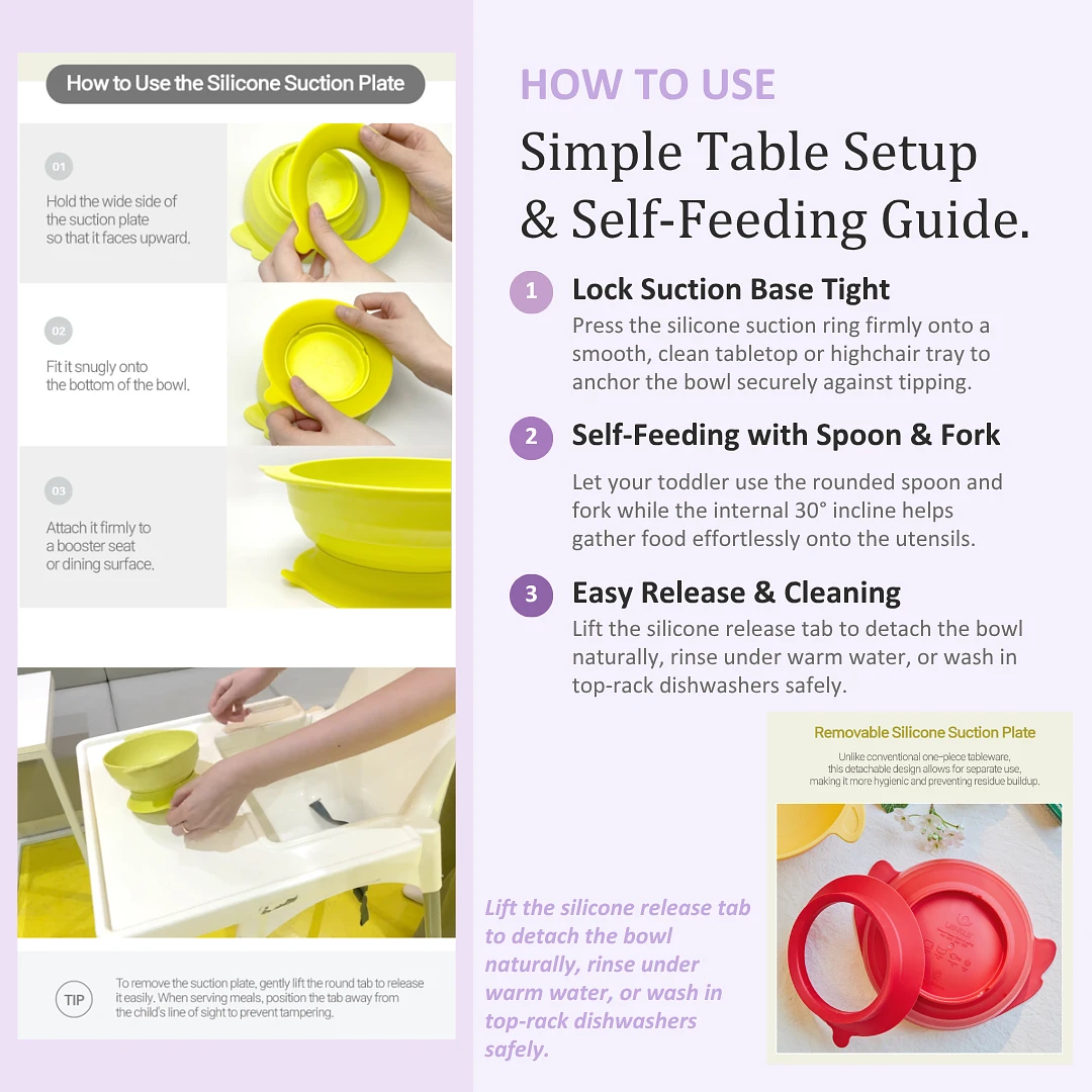 (Uinlui) Suction Angel Bowl Set (Kids spoon & fork set) - Lime Green