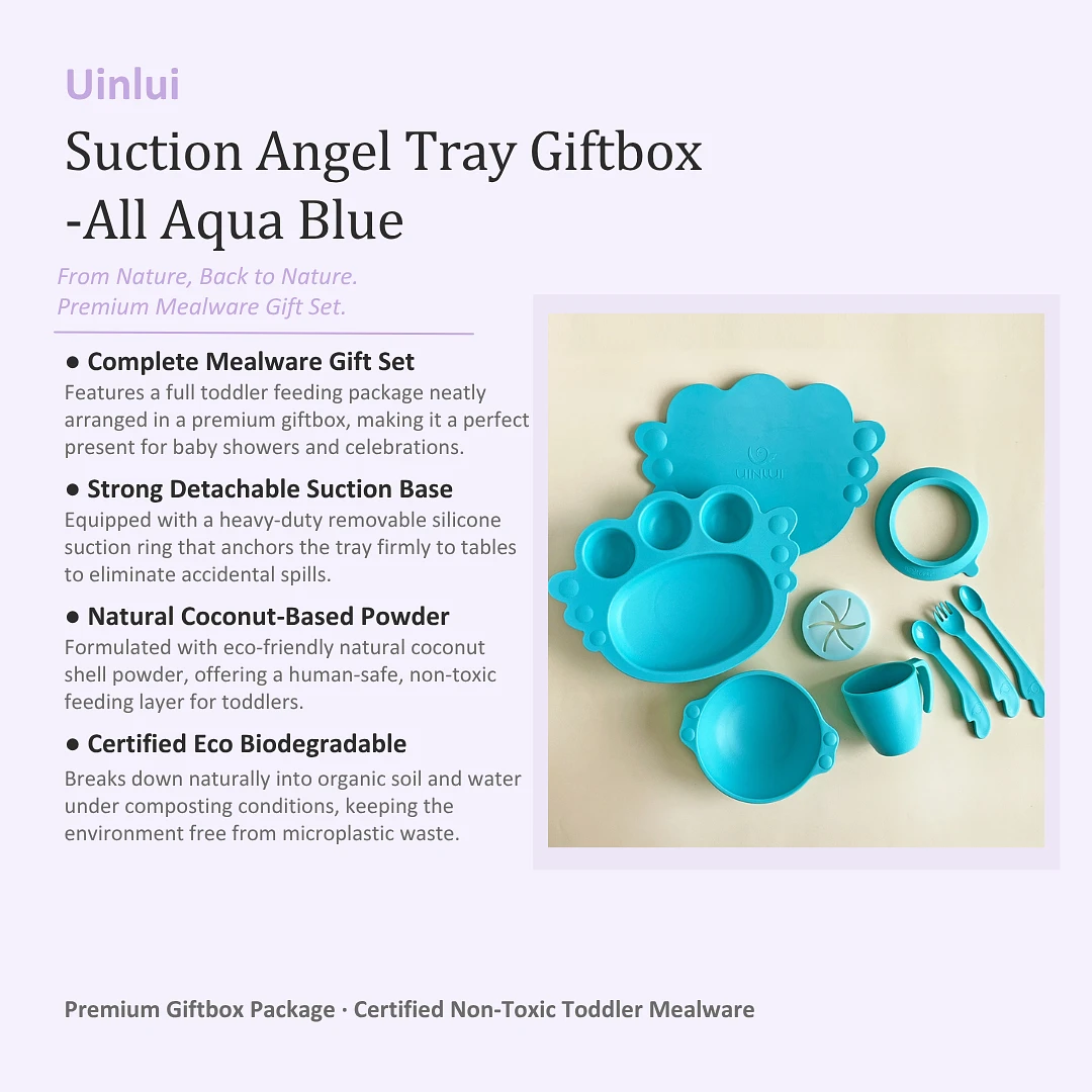 (Uinlui) Suction Angel Tray Giftbox -All Aqua Blue