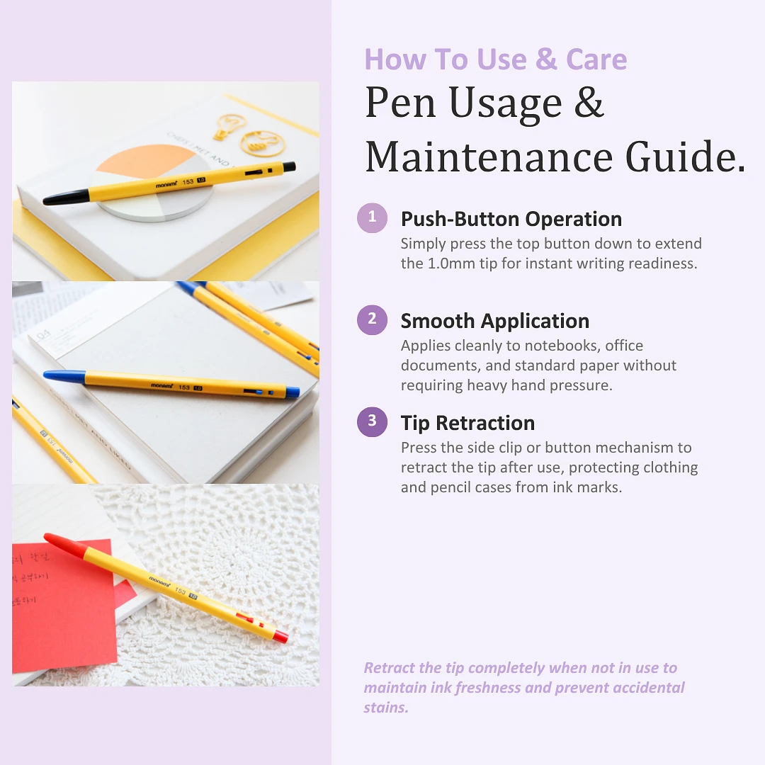 (Monami) 153 Yellow 1.0mm pen – 1pc