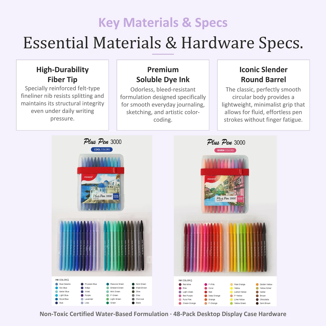 (Monami) Plus Pen 3000 (fiber tip pen) - 48 Set