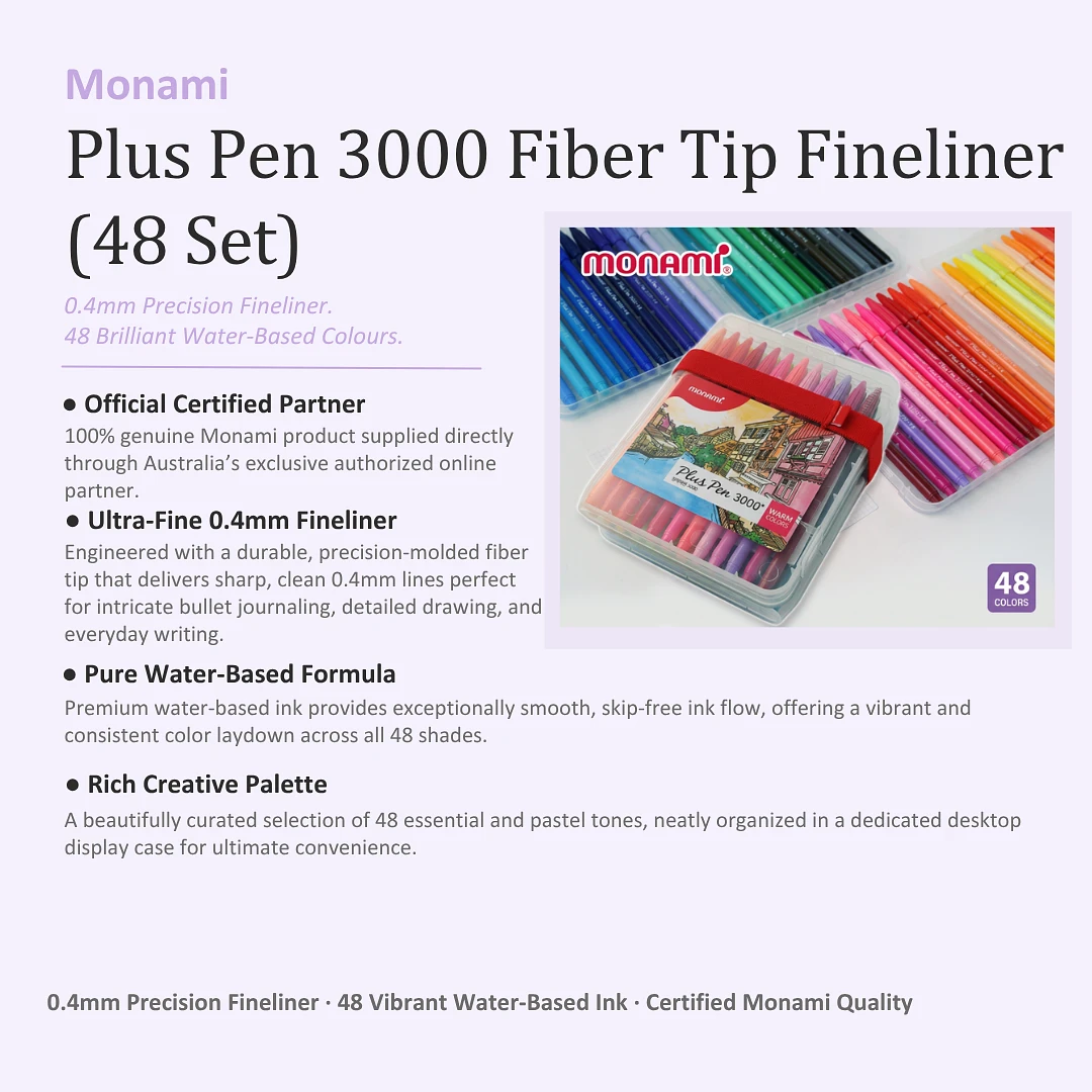 (Monami) Plus Pen 3000 (fiber tip pen) - 48 Set