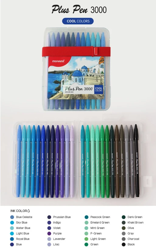(Monami) Plus Pen 3000 (fiber tip pen) - 48 Set