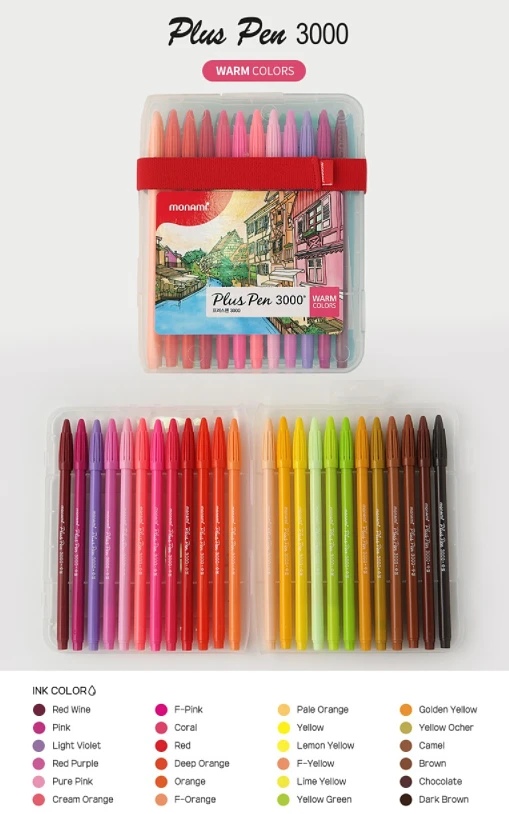 (Monami) Plus Pen 3000 (fiber tip pen) - 48 Set