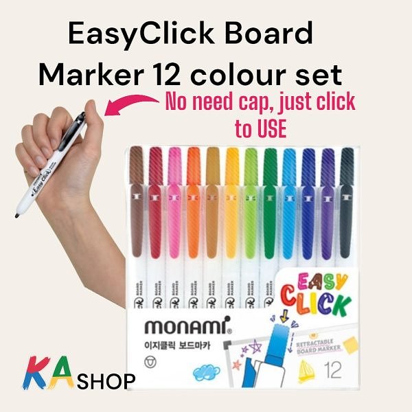 (Monami) EasyClick Board Marker Set -12 Colours