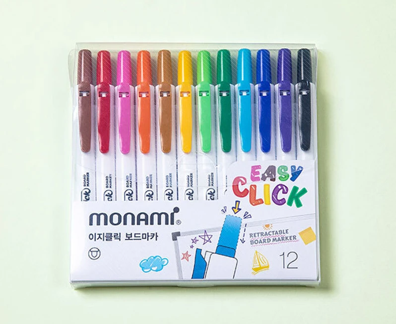 (Monami) EasyClick Board Marker Set -12 Colours