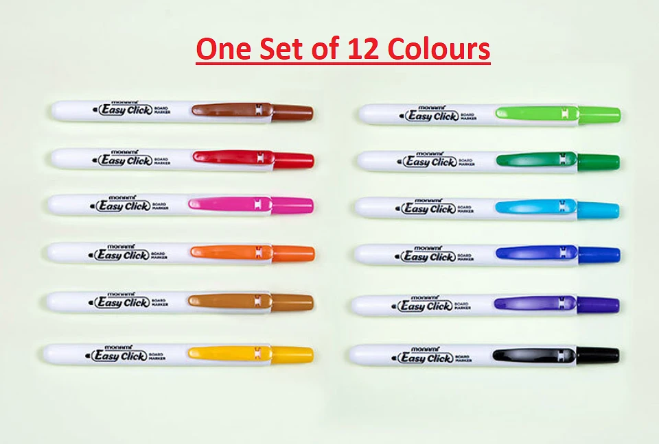 (Monami) EasyClick Board Marker Set -12 Colours