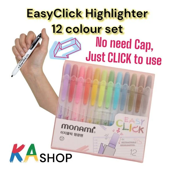 Monami EasyClick Highlighter Set -12 Colours