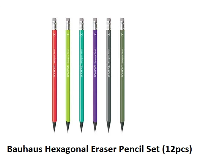 (Bauhaus) Hexagonal Eraser Pencil Set(12pcs)