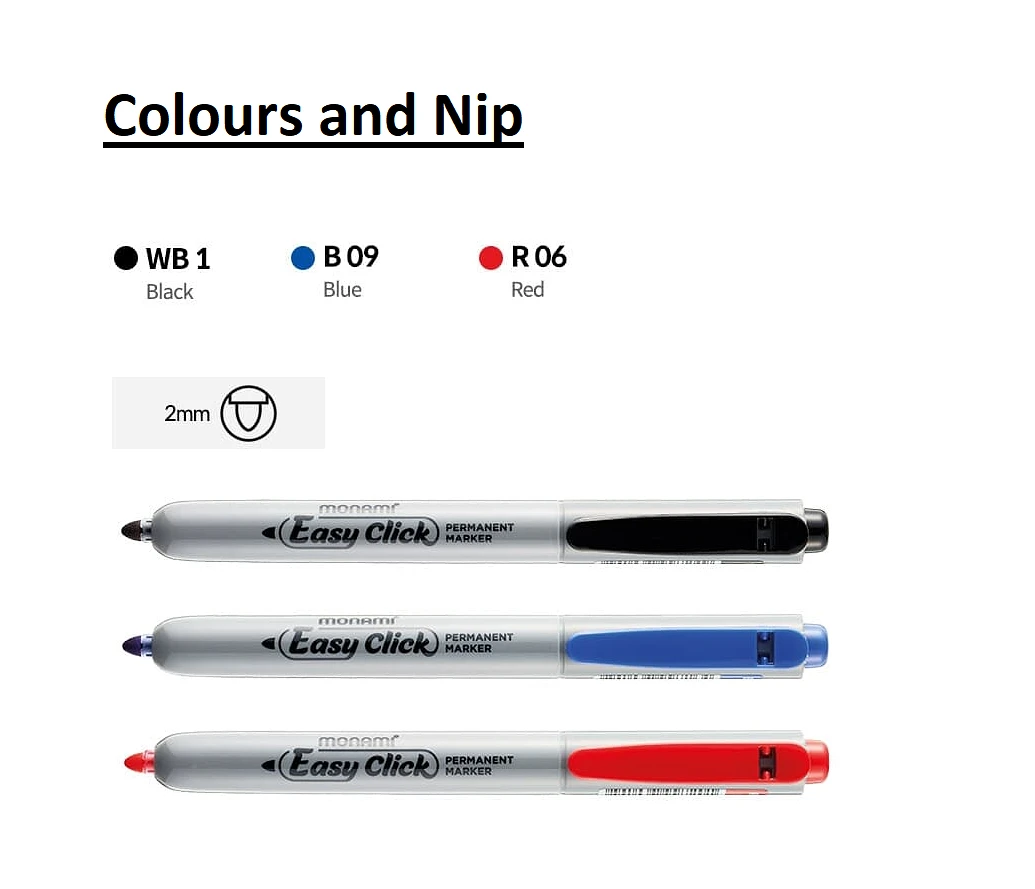 (Monami) EasyClick Permanent Marker Basic Colour